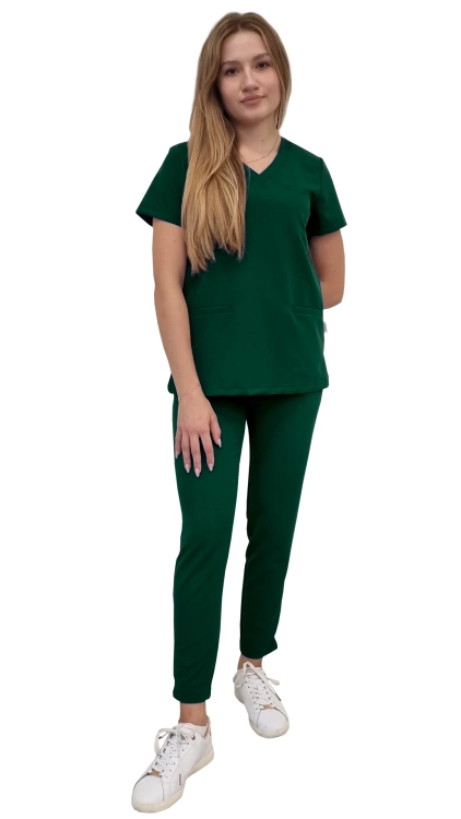 Komplet medyczny damski BASIC PREMIUM w kolorze zielona butelka