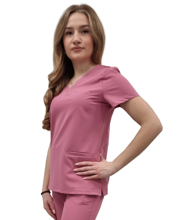 Damska bluza medyczna w kolorze jasnego brudnego różu