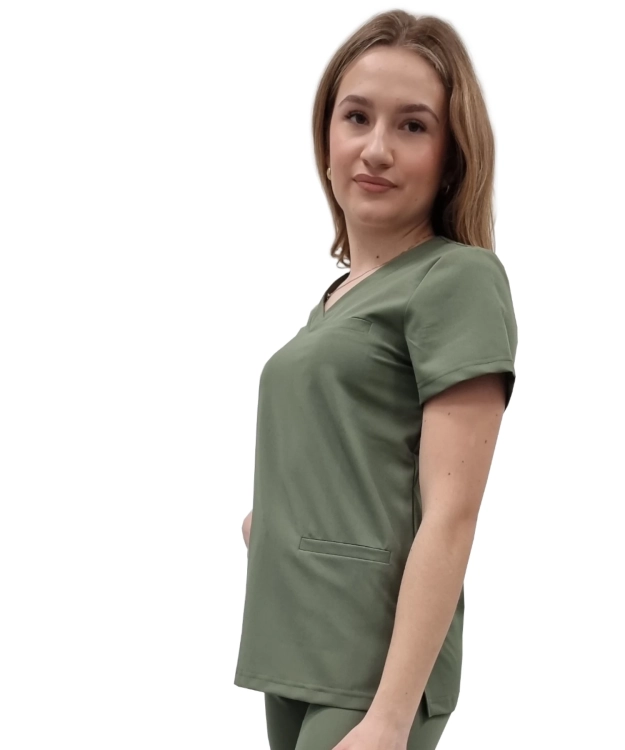 BASIC PREMIUM oliwkowa bluza medyczna damska