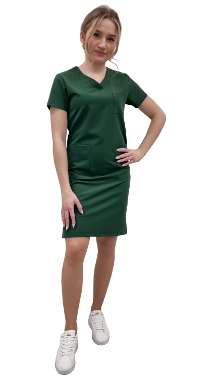 Sukienka medyczna w kolorze zielonej butelki
