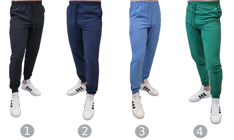 Zielone męskie spodnie Comfort Fit elastyczne medyczne