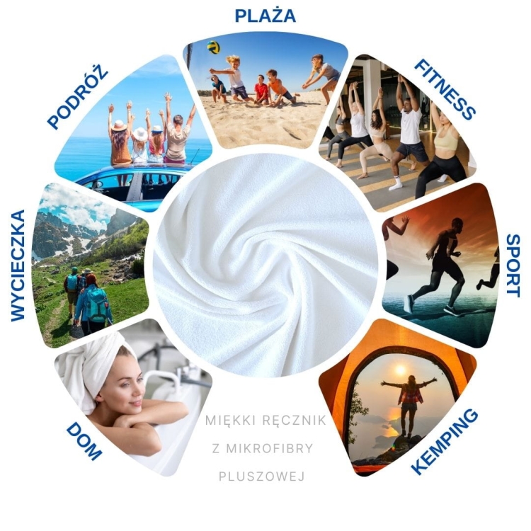 Szybkoschnący ręcznik z dodatkiem pluszu biały - Fitness PRO