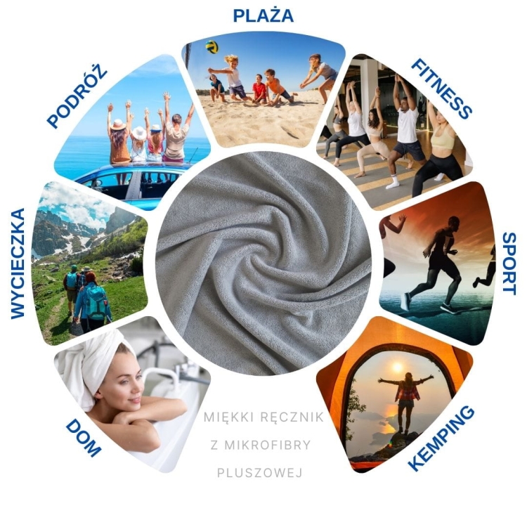 Jasnoszary ręcznik szybkoschnący z mikrofibry