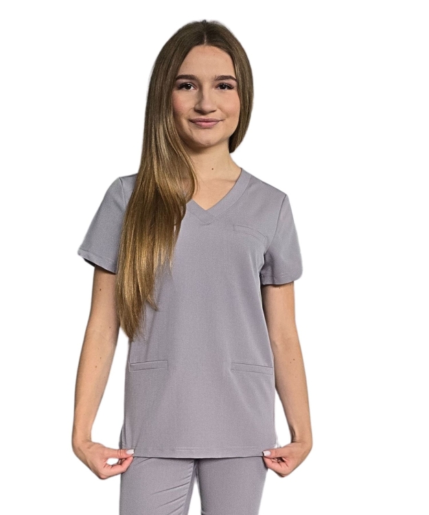 Damska bluza medyczna szara BASIC PREMIUM