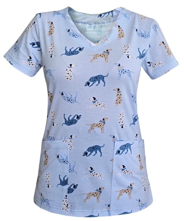 Elastyczna bawełna w bluzie medycznej we wzorek W18