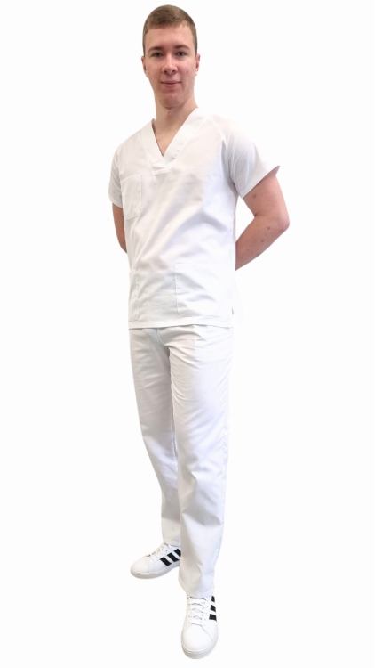 Męska bluza w kolorze białym medyczna