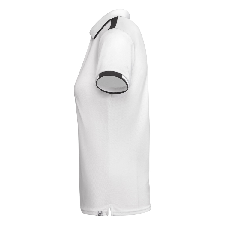 Elegancka biała koszulka polo damska z wstawkami