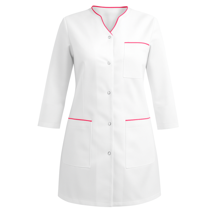 Elegancki żakiet medyczny damski biały z rękawem 3/4