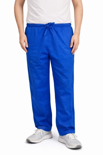 Spodnie medyczne męskie w kolorze chabrowym