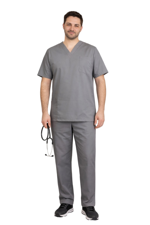 Komplet medyczny męski CLINIC w kolorze szarym