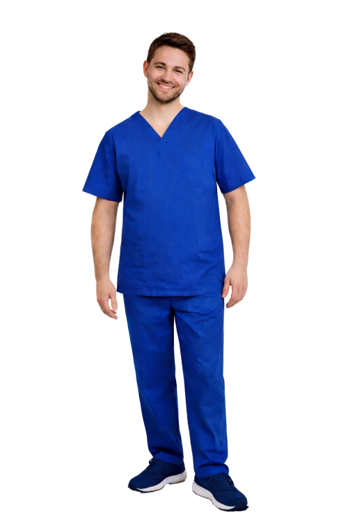 Miesten lääketieteellinen komplekti CLINIC sinisessä värissä.