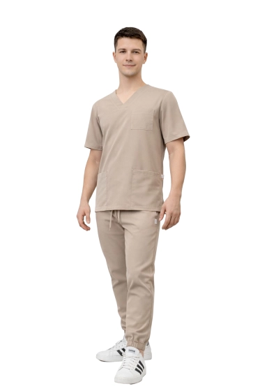 Miesten lääketieteellinen Stretch-setti - beige scrubs