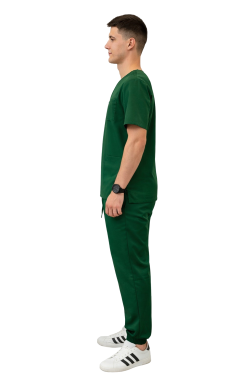 Zielona butelka scrubs w komplecie męskim medycznym Cherokee Stretch