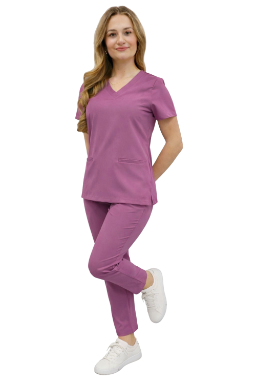 Komplet medyczny damski BASIC PREMIUM w kolorze winogronowym