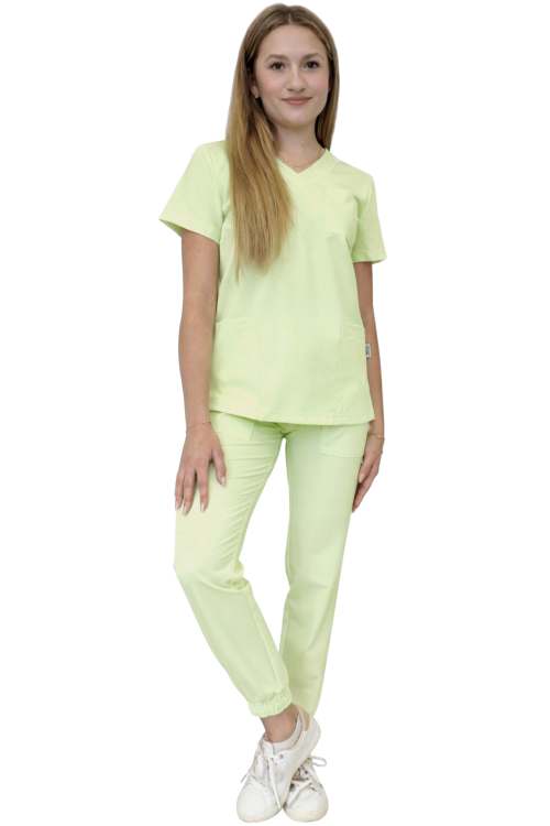 Pistacjowy komplet medyczny damski – scrubs CASUAL PREMIUM