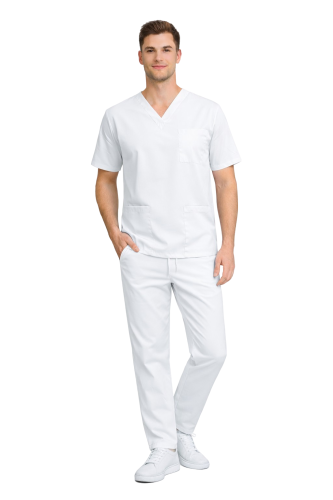 Komplet medyczny męski biały elastyczny