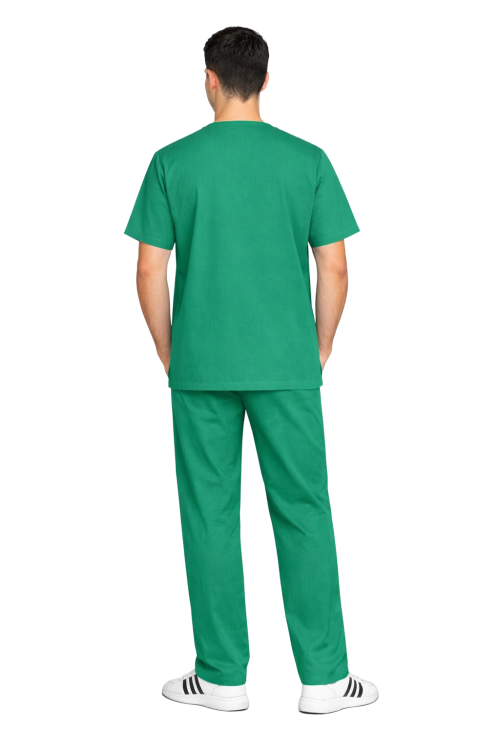 Zielony komplet medyczny męski z bawełny