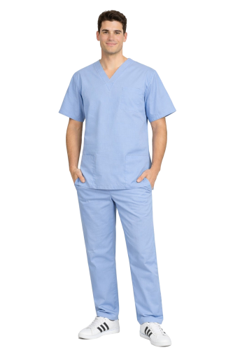 Komplet medyczny męski 100% bawełna kolor niebieski