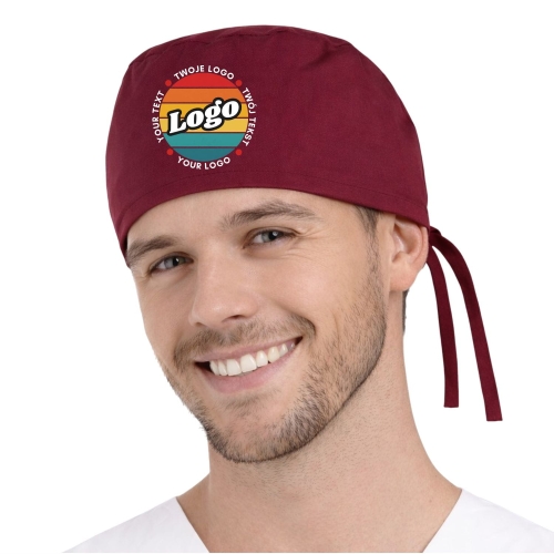 Czepek medyczny chirurgiczny bordowy z Twoim logo nadrukiem kreator online.jpg