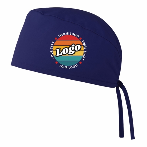 Czepek medyczny chirurgiczny granatowy z Twoim logo nadrukiem kreator online lewy bok.jpg