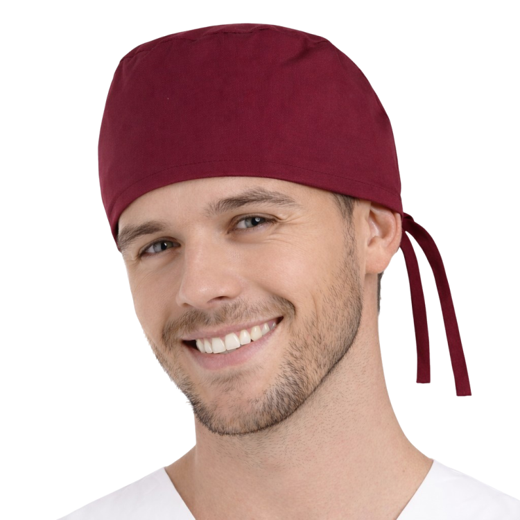 Czepek medyczny chirurgiczny wiązany unisex bordowy.png