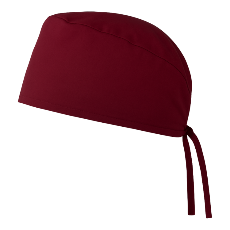 Czepek medyczny chirurgiczny wiązany unisex bordowy lewy bok.png
