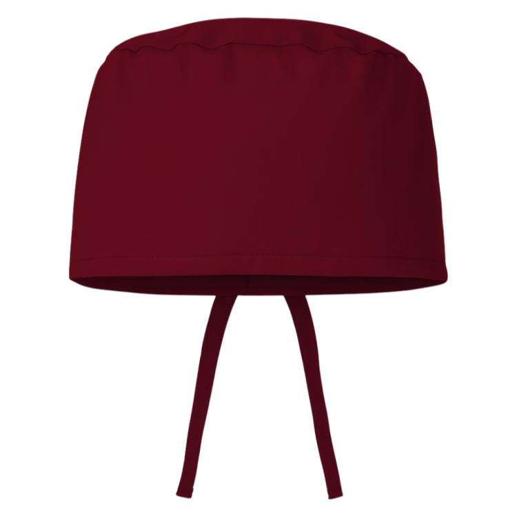 Czepek medyczny chirurgiczny wiązany unisex bordowy przód.png