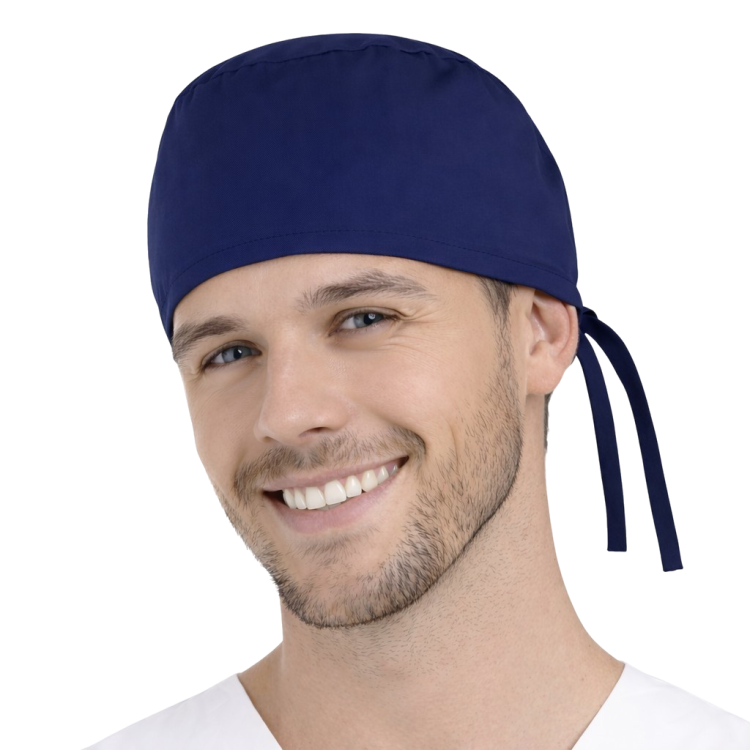 Czepek medyczny chirurgiczny wiązany unisex granatowy.png