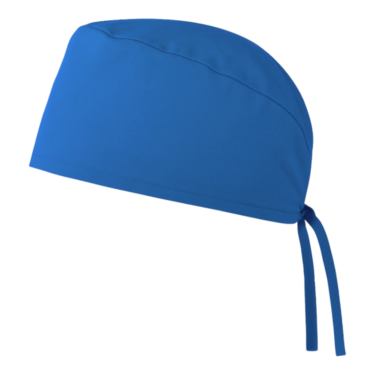 Czepek medyczny chirurgiczny wiązany unisex niebieski lewy bok.png