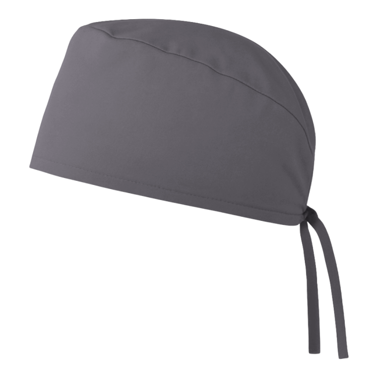 Czepek medyczny chirurgiczny wiązany unisex szary lewy bok.png