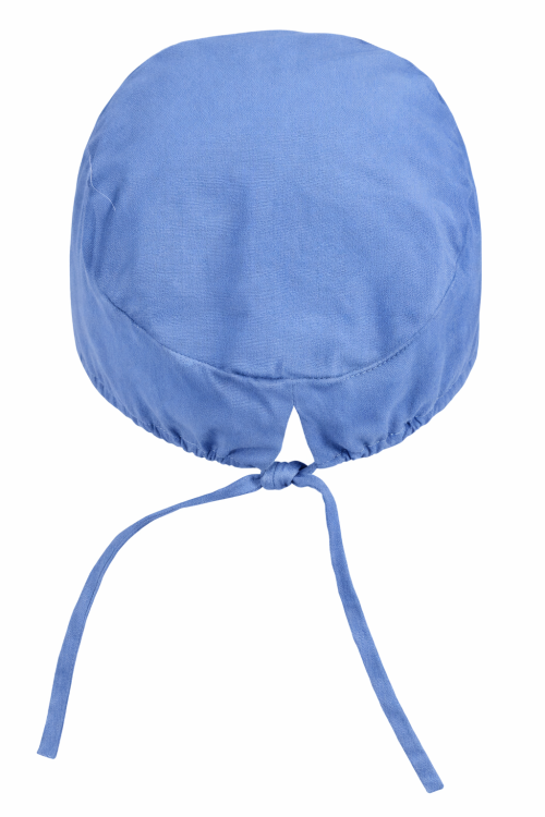 Czepek medyczny chirurgiczny wiązany na gumkach unisex niebieski z góry.png