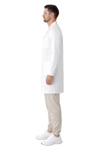 Fartuch medyczny męski  w zestawie z okularami laboratoryjnymi