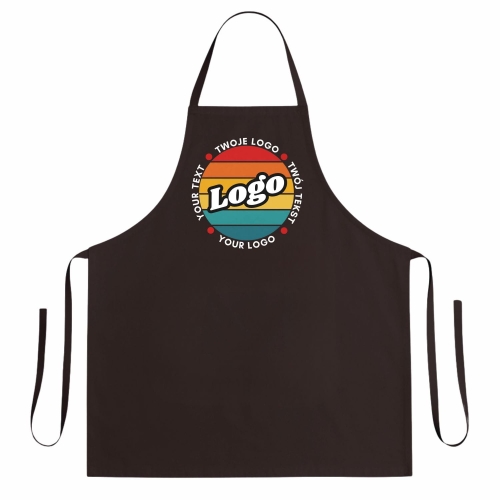 Fartuszek kuchenny ciemny brązowy z twoim własnym nadrukiem logo kreator online.jpg