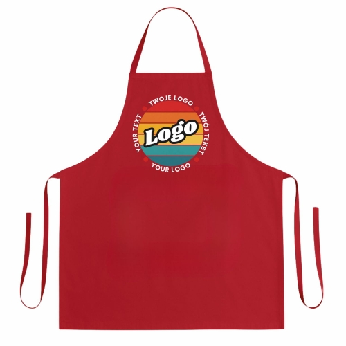 Fartuszek kuchenny czerwony z twoim własnym nadrukiem logo kreator online.jpg