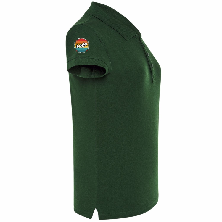 Koszulka polo damska zielona butelka krótki rękaw z własnym nadrukiem kreator online prawy bok.jpg