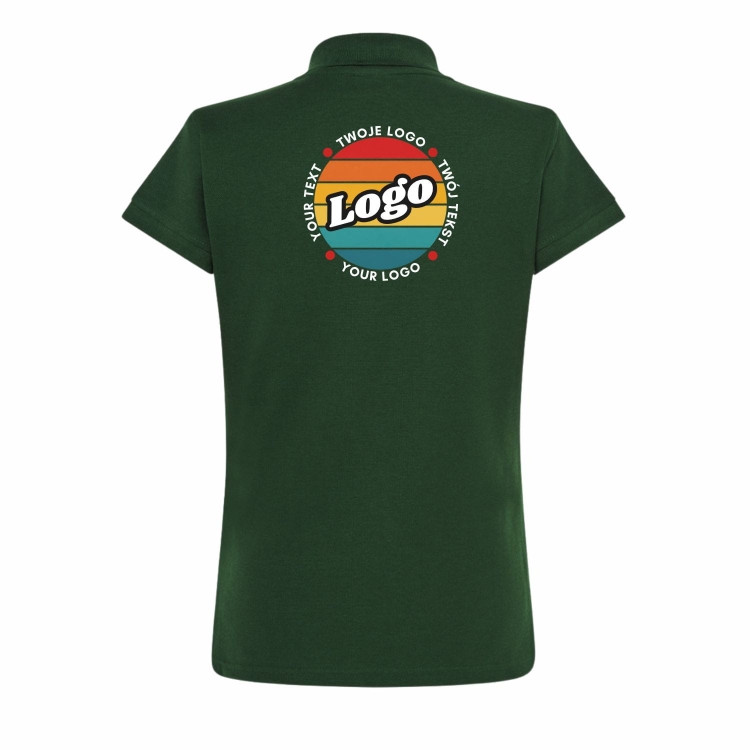 Koszulka polo damska zielona butelka krótki rękaw z własnym nadrukiem kreator online tył.jpg