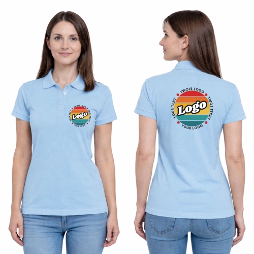 Koszulka polo damska niebieskim krótki rękaw z własnym nadrukiem kreator online.jpg