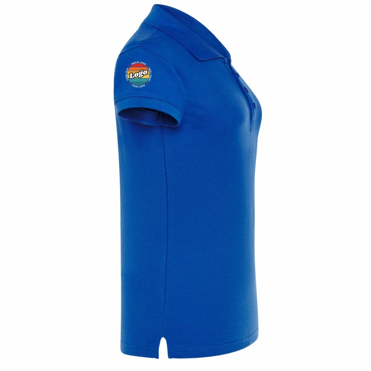 Koszulka polo damska chabrowa krótki rękaw z własnym nadrukiem kreator online prawy bok.jpg