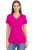 Koszulka z krótkim rękawem damska dekolt w serek kolor fuksja.png