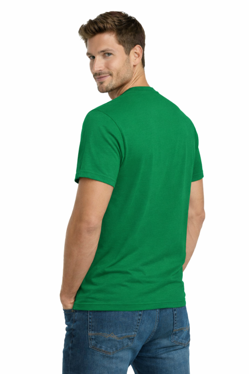 T-shirt męski krótki rękaw 100% bawełna kolor zielony widok z tyłu.png