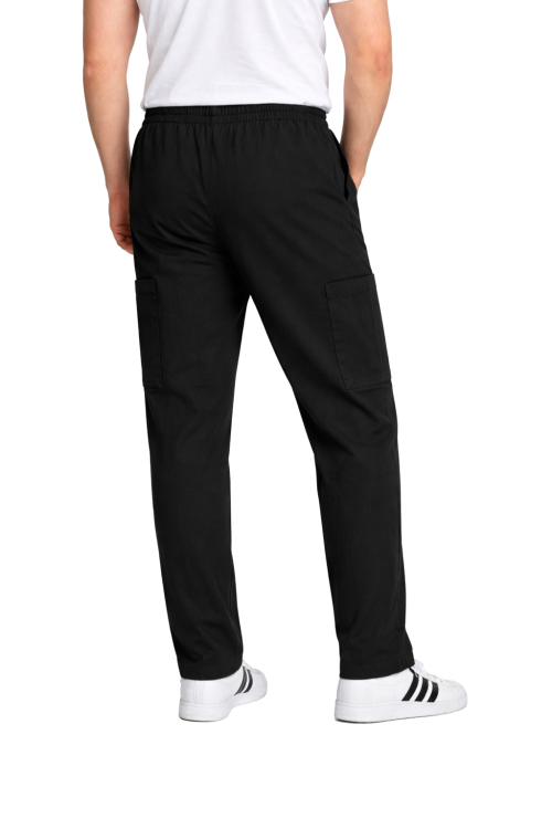 Spodnie medyczne męskie czarne BASIC PREMIUM widok z tyłu.png