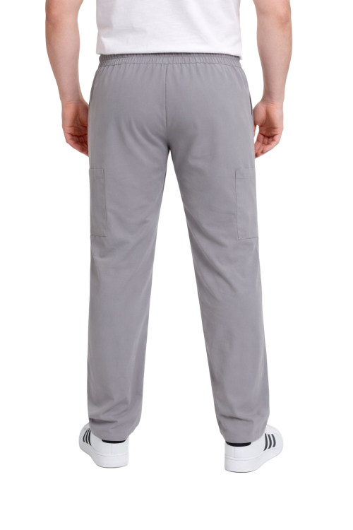Spodnie medyczne męskie szare BASIC PREMIUM widok z tyłu.png