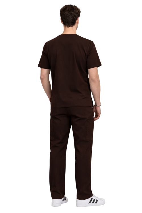 Komplet męski medyczny czekoladowy BASIC PREMIUM widok z tyłu.png