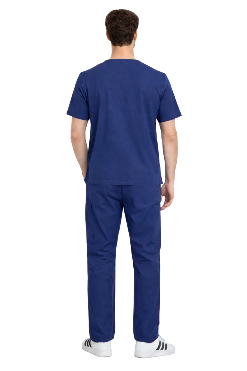 Komplet męski medyczny granatowy BASIC PREMIUM widok z tyłu.png