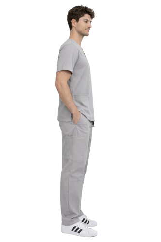 Komplet męski medyczny szary BASIC PREMIUM widok z boku.png