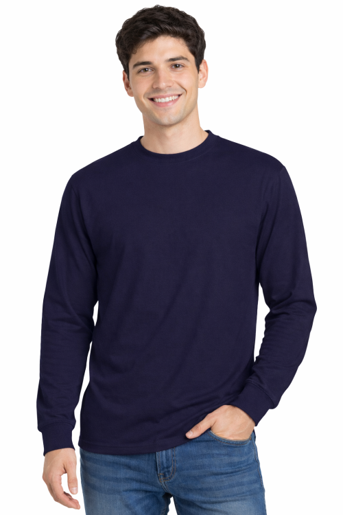 T-shirt męski z długim rękawem 170g granatowy.png