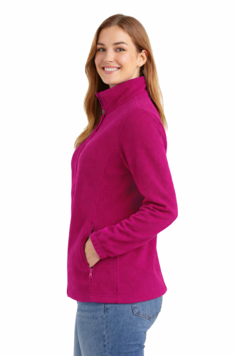 Bluza polarowa damska polar zapinany na zamek fuksja widok z boku.png