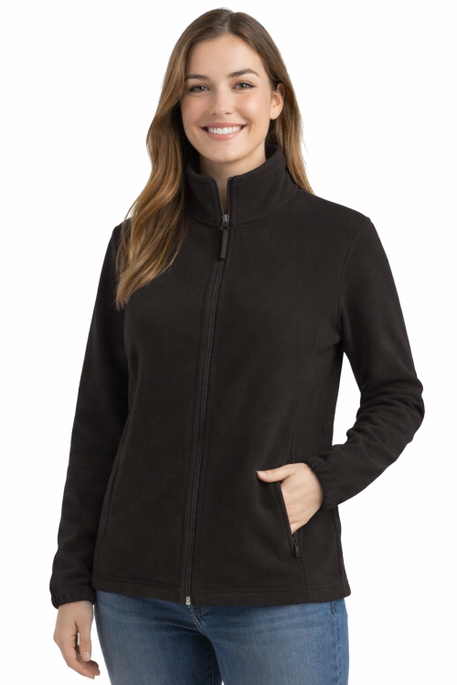 Bluza polarowa damska polar zapinany na zamek czarny.png