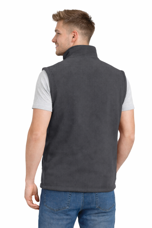 Kamizelka bezrękawnik polar zapinany na zamek szary widok z tyłu.png