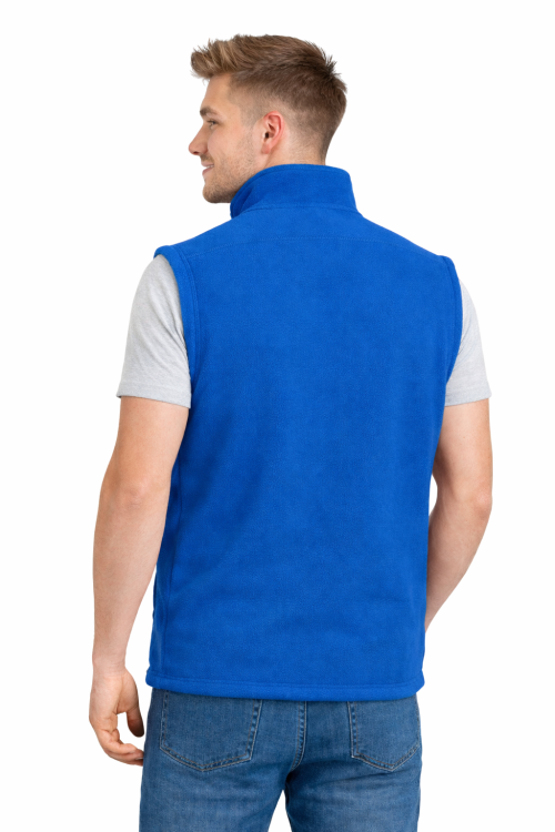 Kamizelka bezrękawnik polar zapinany na zamek chabrowy widok z tyłu.png